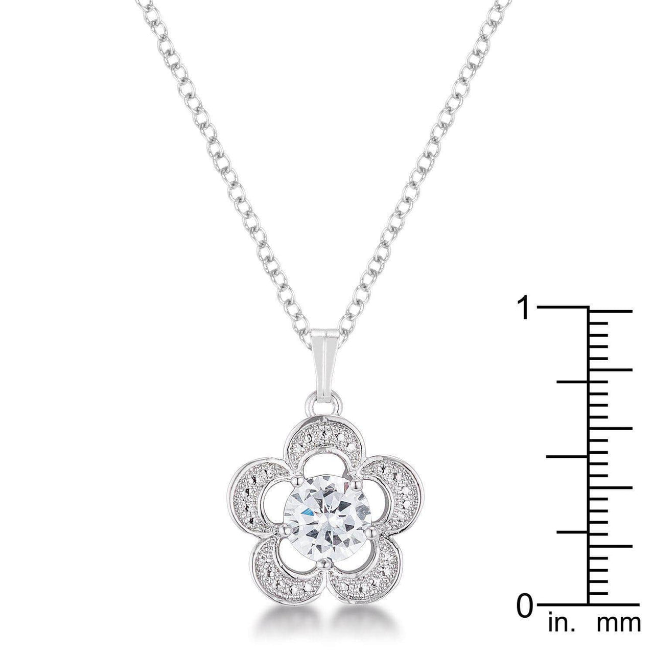 7mm Floral Cubic Zirconia Fashion Pendant Pendants JGI   