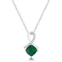 Thumbnail for 8mm Cushion Cut Cubic Zirconia Emerald Fashion Pendant Pendants JGI   