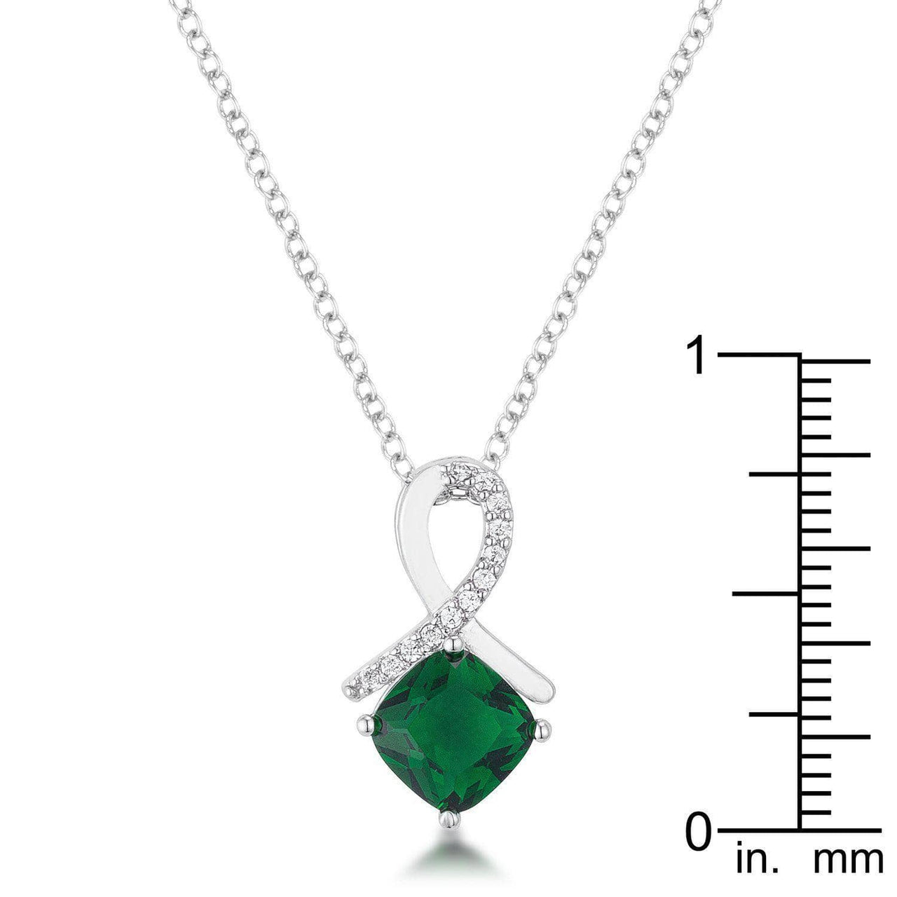 8mm Cushion Cut Cubic Zirconia Emerald Fashion Pendant Pendants JGI   