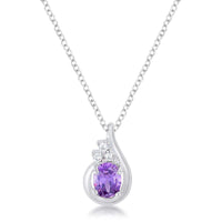 Thumbnail for 8mm Oval Cut Cubic Zirconia Lavender Fashion Pendant Pendants JGI   