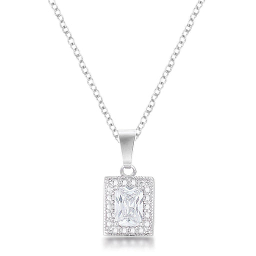 7mm Emerald Cut Cubic Zirconia Fashion Pendant Pendants JGI   