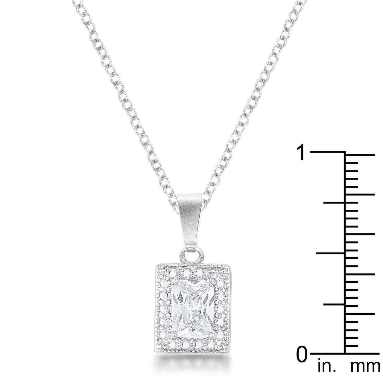7mm Emerald Cut Cubic Zirconia Fashion Pendant Pendants JGI   