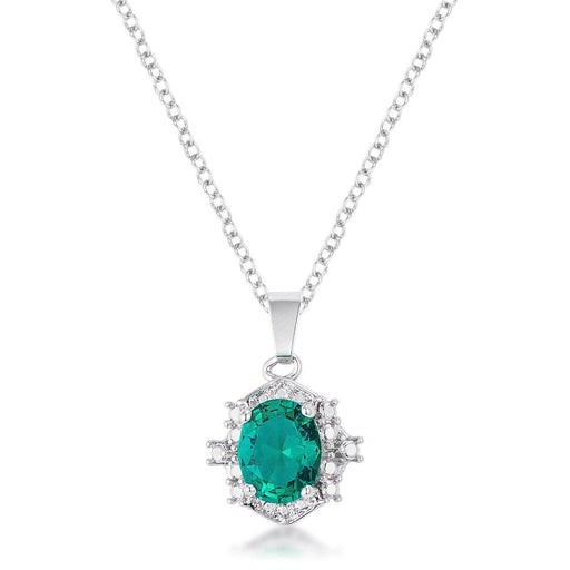 10mm Oval Cut Emerald CZ Fashion Pendant Pendants JGI   