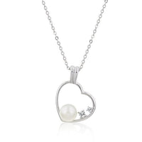 Thumbnail for Pearl Cubic Zirconia Heart Pendant Pendants JGI   