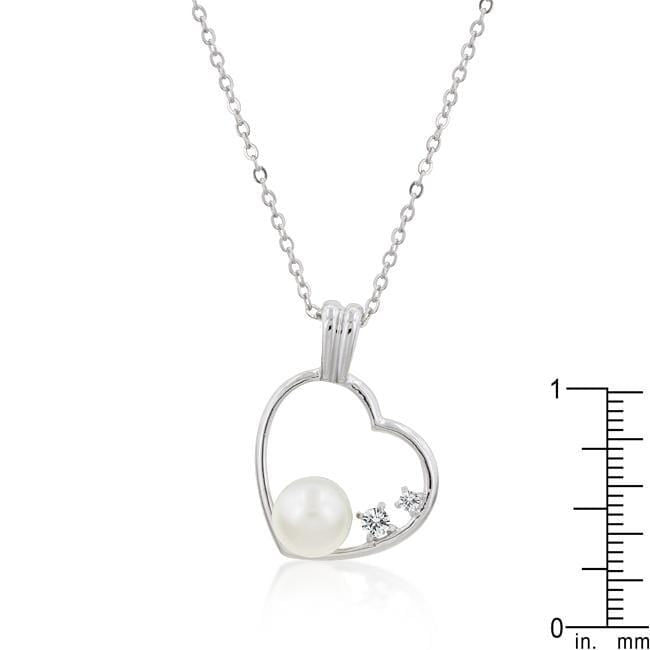 Pearl Cubic Zirconia Heart Pendant Pendants JGI   