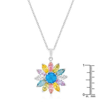 Thumbnail for Rhodium Plated Colorful Flower Pendant Pendants JGI   