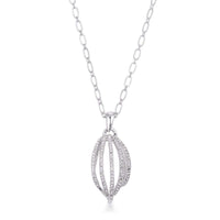 Thumbnail for Rhodium Plated Contemporary Clear Crystal Drop Necklace Pendants JGI   