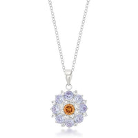 Thumbnail for Rhodium Plated Cubic Zirconia Cluster Circle Pendant Pendants JGI   