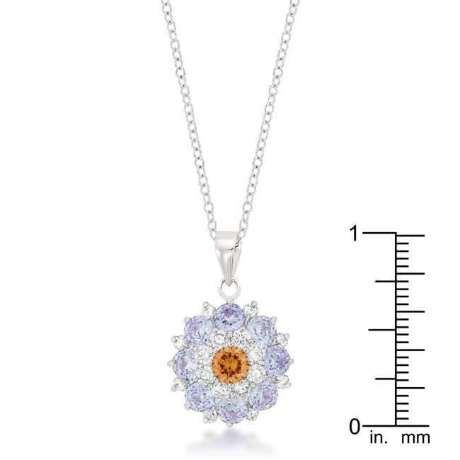 Rhodium Plated Cubic Zirconia Cluster Circle Pendant Pendants JGI   