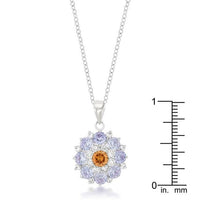 Thumbnail for Rhodium Plated Cubic Zirconia Cluster Circle Pendant Pendants JGI   