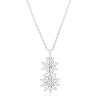 Thumbnail for Rhodium Plated Dual Floral Pendant Pendants JGI   