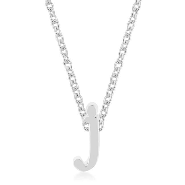Rhodium Plated Finish Initial J Pendant Pendants JGI   