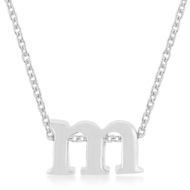 Rhodium Plated Finish Initial M Pendant Pendants JGI   