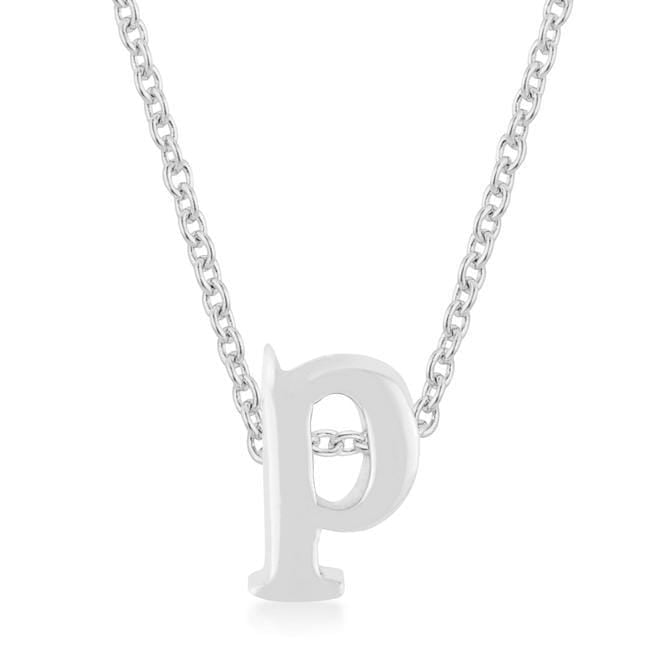 Rhodium Plated Finish Initial P Pendant Pendants JGI   