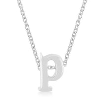 Thumbnail for Rhodium Plated Finish Initial P Pendant Pendants JGI   