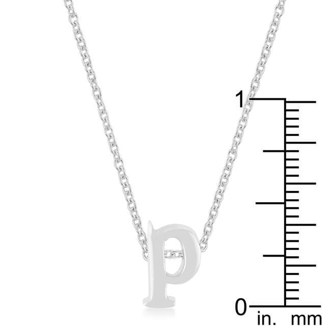 Rhodium Plated Finish Initial P Pendant Pendants JGI   