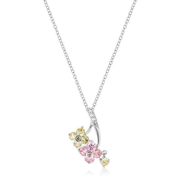 Rhodium Plated Floral Couplet Pendant Pendants JGI   