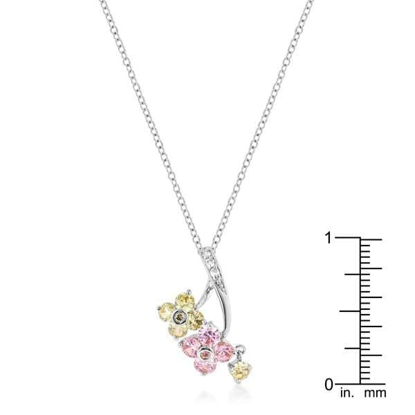 Rhodium Plated Floral Couplet Pendant Pendants JGI   
