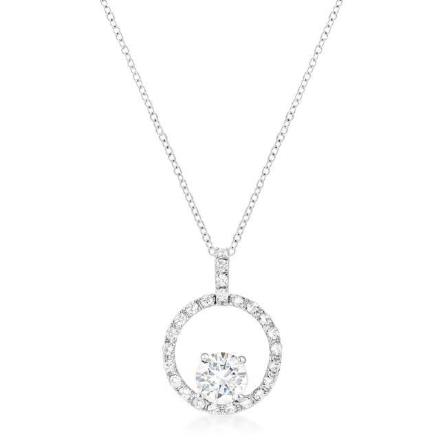 Rhodium Plated Halo Elegance Pendant Pendants JGI   