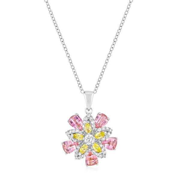 Rhodium Plated Multi-Floral Pendant Pendants JGI   