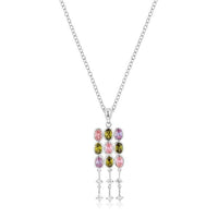 Thumbnail for Rhodium Plated Oval CZ Crest Pendant Pendants JGI   