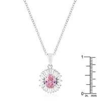 Thumbnail for Rhodium Plated Pink CZ Oval Halo Pendant Pendants JGI   