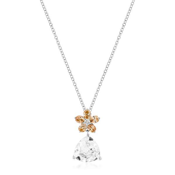 Rhodium Plated Trillion Floral Pendant Pendants JGI   