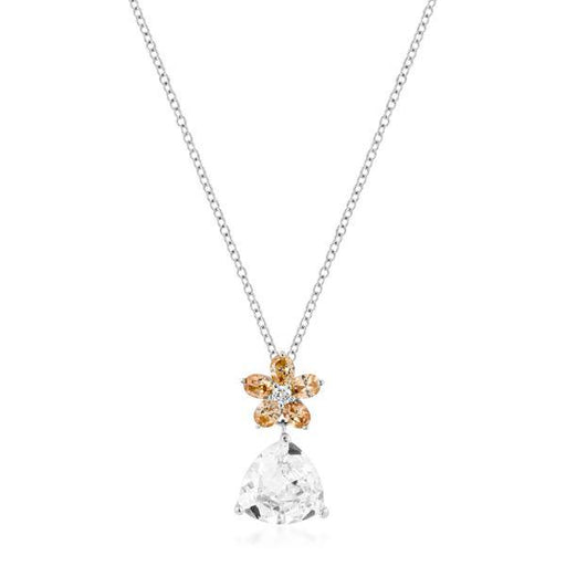 Rhodium Plated Trillion Floral Pendant Pendants JGI   