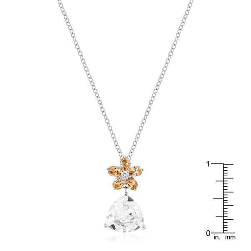 Rhodium Plated Trillion Floral Pendant Pendants JGI   