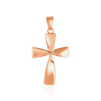 Thumbnail for Flat Twisted Cross Pendant in 14k Rose Gold Pendants Angelucci Jewelry   