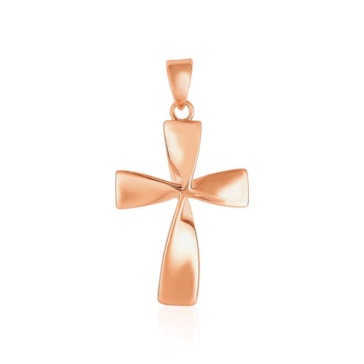 Flat Twisted Cross Pendant in 14k Rose Gold Pendants Angelucci Jewelry   