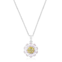Thumbnail for Silvertone Purple and Yellow Cubic Zirconia Floral Pendant Pendants JGI   