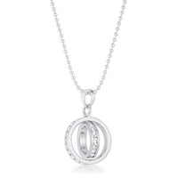 Thumbnail for Tera 0.65ct CZ Rhodium Double Ring Drop Necklace Pendants JGI   