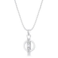 Thumbnail for Tera 0.65ct CZ Rhodium Double Ring Drop Necklace Pendants JGI   