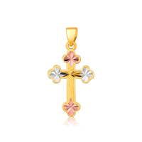 Thumbnail for 14k Tri Color Gold Cross Pendant Pendants Angelucci Jewelry   