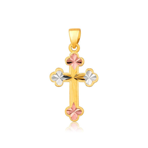 14k Tri Color Gold Cross Pendant Pendants Angelucci Jewelry   