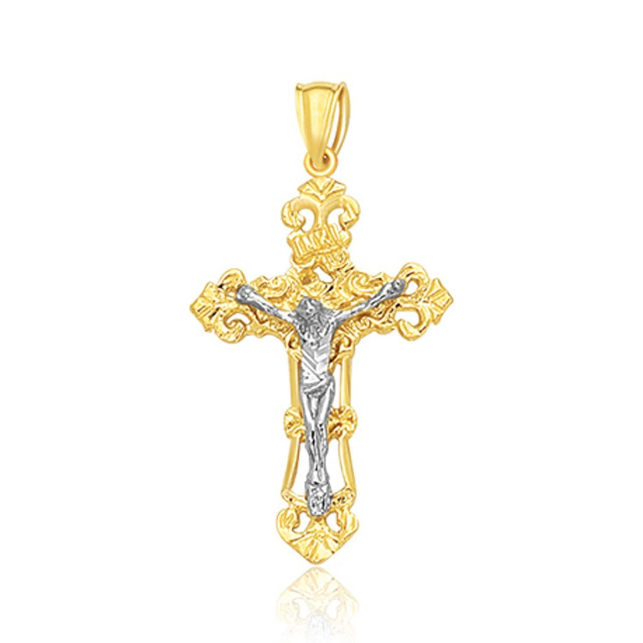 14k Two Tone Gold Cross Pendant Pendants Angelucci Jewelry   