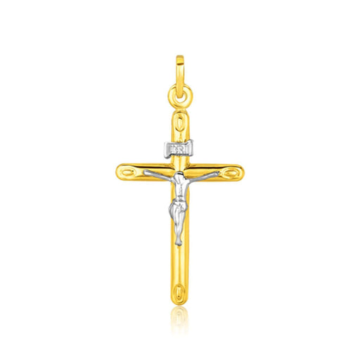14k Two Tone Gold Cross Pendant Pendants Angelucci Jewelry   