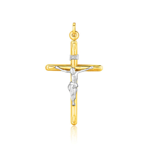 14k Two Tone Gold Cross Pendant Pendants Angelucci Jewelry   