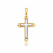 14k Two-Tone Gold Cross Pendant with an Ornate Budded Style Pendants Angelucci Jewelry   