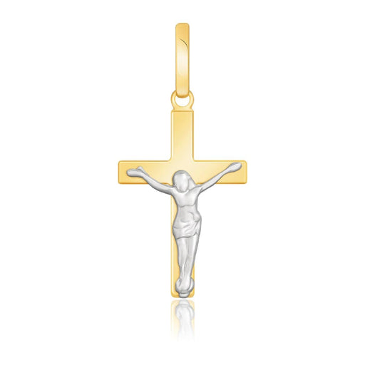 14k Two Tone Gold Crucifix Motif Pendant Pendants Angelucci Jewelry   