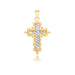 14k Two-Tone Gold Diamond Cut and Baroque Inspired Cross Pendant Pendants Angelucci Jewelry   