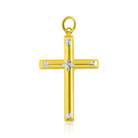 Thumbnail for 14k Two-Tone Gold Diamond Cut Fancy Cross Pendant Pendants Angelucci Jewelry   