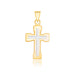 14k Two-Tone Gold Dual Cross Design Pendant with Block Ends Pendants Angelucci Jewelry   