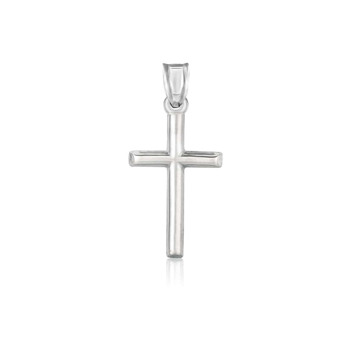 14k White Gold High Polish Cross Pendant Pendants Angelucci Jewelry   