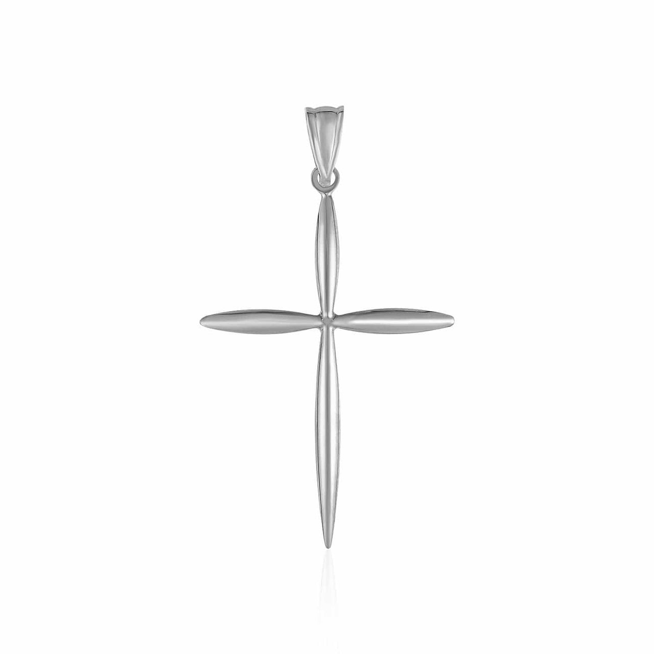 14k White Gold Rounded and Pointed Cross Pendant Pendants Angelucci Jewelry   