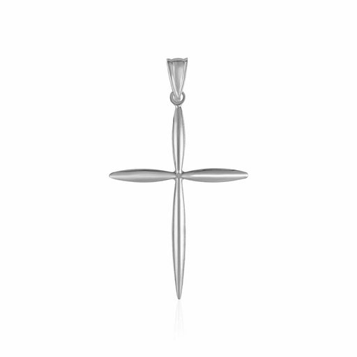 14k White Gold Rounded and Pointed Cross Pendant Pendants Angelucci Jewelry   