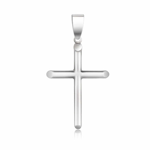14k White Gold Slim Cross with Tapered Ends Pendant Pendants Angelucci Jewelry   