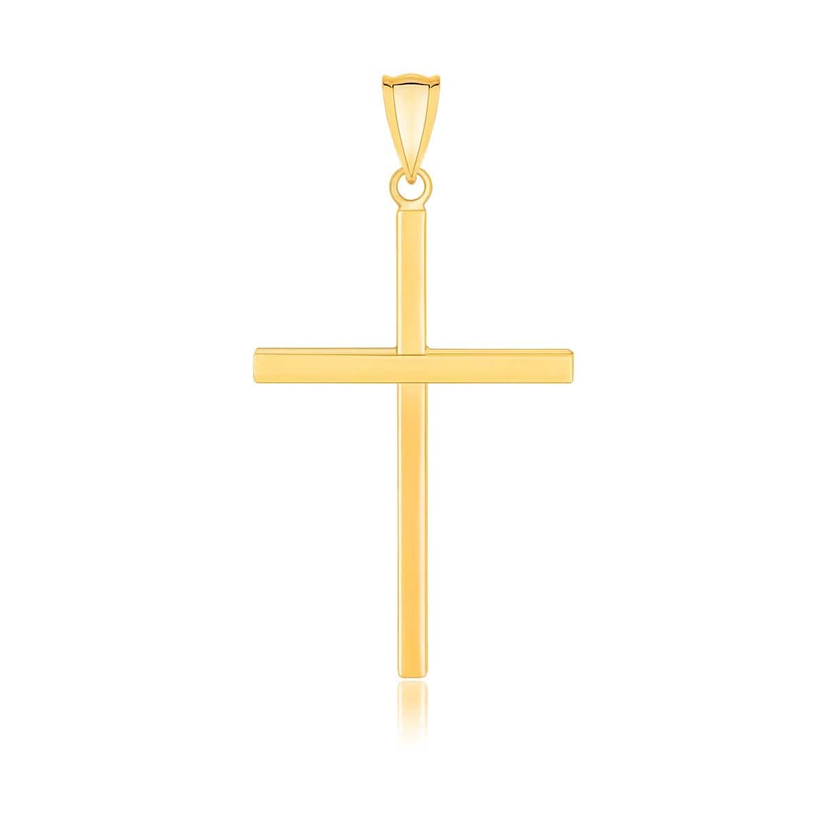 14k Yellow Gold Polished Flat Cross Pendant Pendants Angelucci Jewelry   