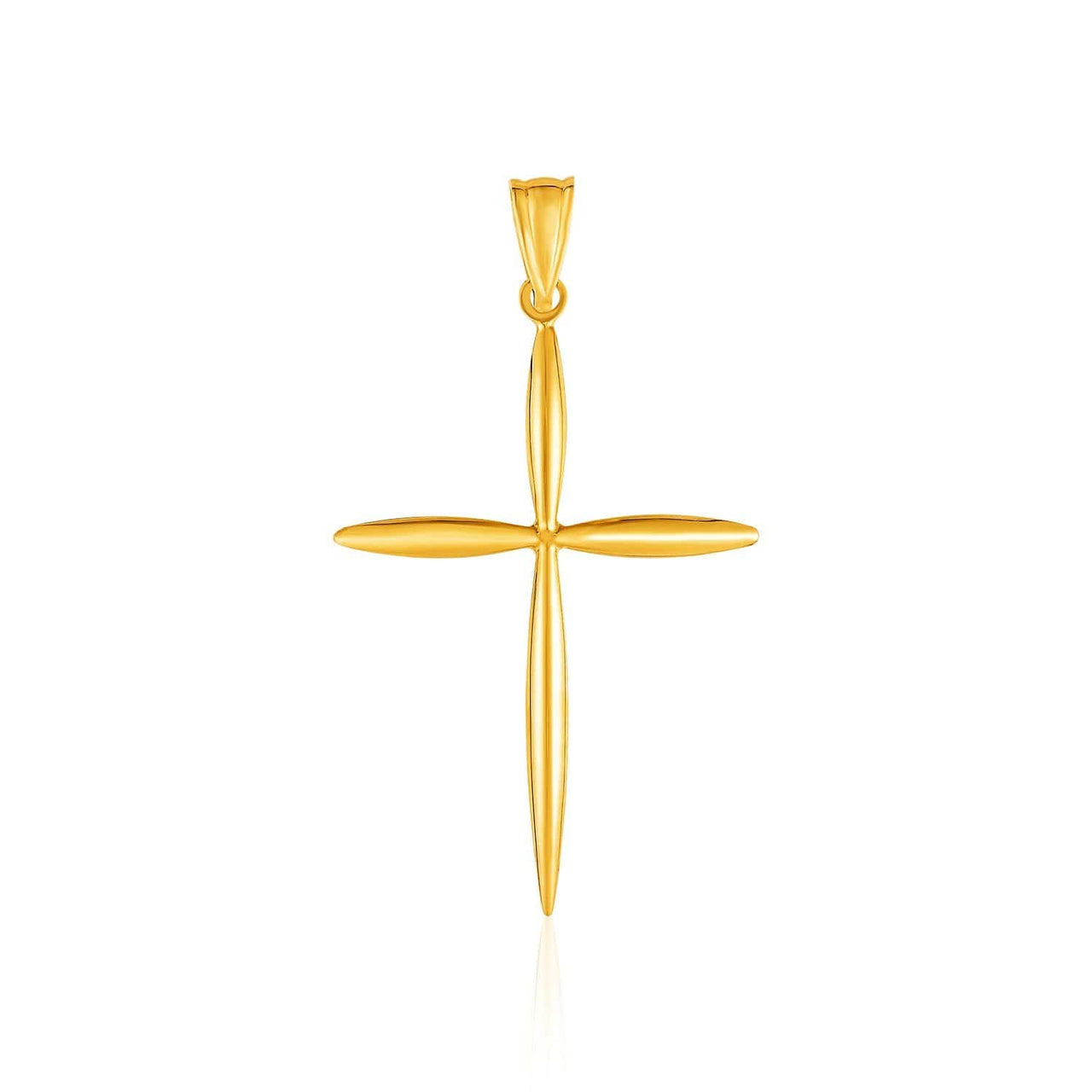 14k Yellow Gold Rounded and Pointed Cross Pendant Pendants Angelucci Jewelry   